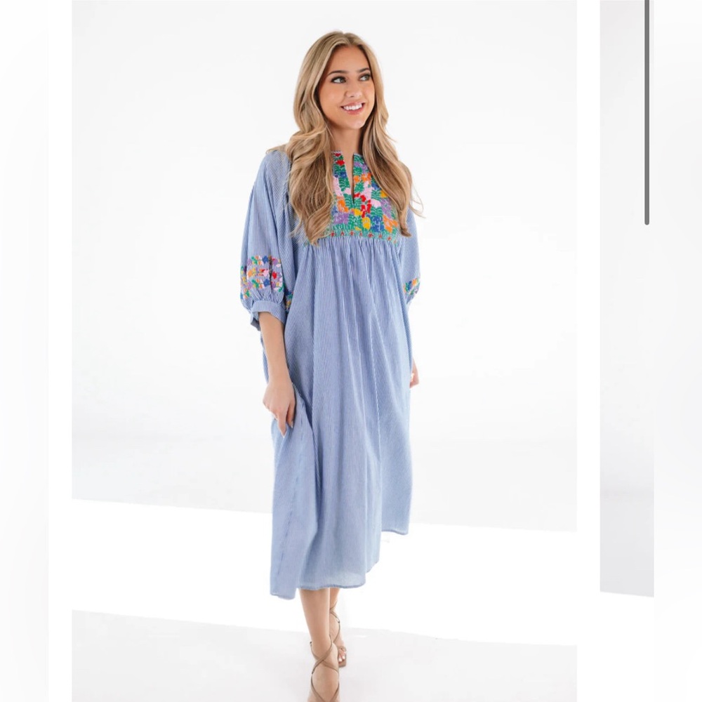 NWT J. Marie Tristen Midi Dress Embroidered Sz M